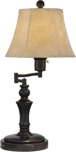 Vista 2 de Regency Hill Corey - Lámpara de mesa de escritorio tradicional de 21.75 pulgadas de alto, estilo hotel, estilo hotel, con puertos USB, carga A+C