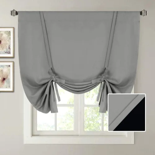 Vista 9 de H.VERSAILTEX Cortinas cortas 100% opacas para ventana de cocina, cortinas de amarre de eficiencia energética, bolsillo para barra, cubierta