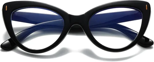 Vista 8 de Viseng Juego de 3 elegantes gafas de lectura con forma de ojo de gato para mujer con protección contra la luz azul (+0.0)