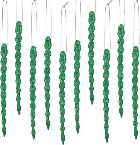 Vista 13 de 50 carámbanos de árbol para Navidad, adornos de Navidad de plástico, torcidos, decoración colgante de carámbanos para invierno, vacaciones, fiesta
