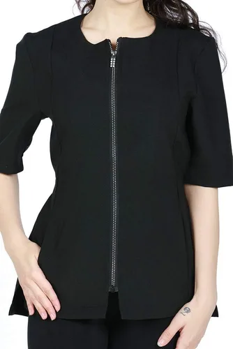 Vista 4 de Dylan - Bata de salón profesional con cremallera de diamantes de imitación, chaqueta de estilista, uniforme de cosmetología, a prueba de lejía