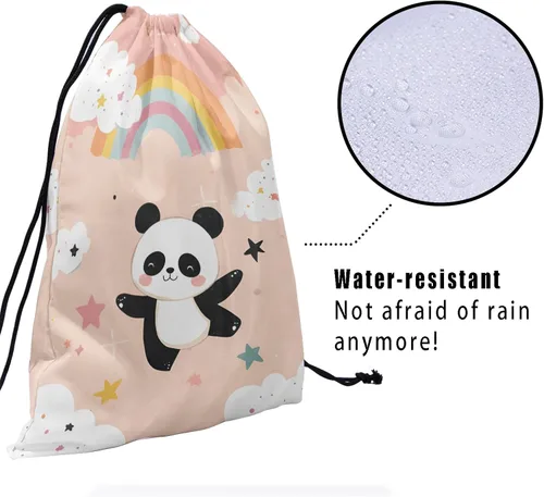 Vista 25 de Bolsa de agarre de gimnasia de piel de animal, bolsa de gimnasia con cordón ajustable, bolsa de cuerda para fauna silvestre, Mariposas Galaxy