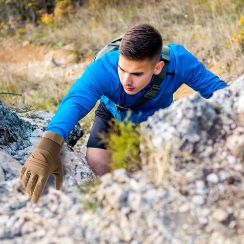 Vista 3 de Surakey Guantes tácticos duros para nudillos para hombres y mujeres con dedos para pantalla táctil, protección de nudillos, para trabajo al aire