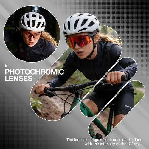 Vista 2 de SCVCN Gafas de ciclismo fotocromáticas deportivas para hombres y mujeres, gafas de sol para bicicleta MTB, protección UV400, marco TR90