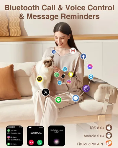 Vista 2 de Relojes inteligentes para mujer con llamadas Bluetooth, 4 bandas de 1.83 pulgadas, reloj de fitness para iPhone, Android, rastreador de actividad