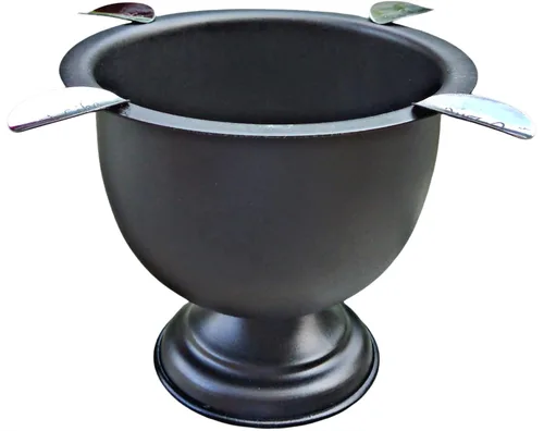 Vista 2 de Cenicero de cigarro hecho en hierro metal caja de cuenco profundo alto cenicero resistente al viento prensado con 4 estribos (negro)
