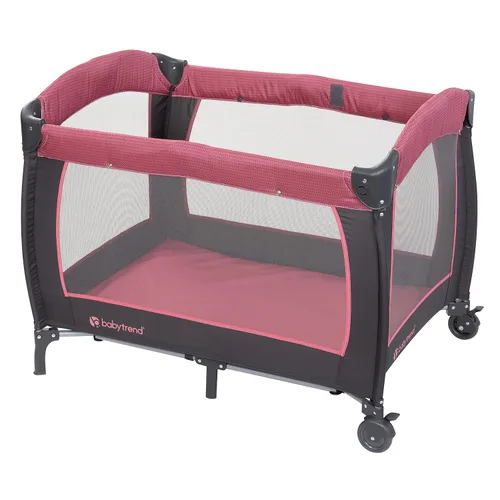 Vista 2 de Baby Trend Lil' Snooze Deluxe III Nursery Center Playard para gemelos, bayas acogedoras