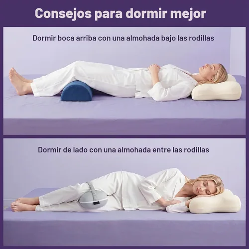 Vista 8 de ZZ-WELL Almohadas para Dormir de Lado para Adultos - Almohada Cervical Patentada para el Cuello para Dormir - Almohada de Espuma Viscoelástica Beige