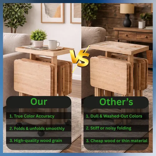Vista 6 de Isabelle - Juego de mesa de aperitivos de 6 piezas, portátil, diseño elegante para sala de estar y dormitorio, plegable y ahorro de espacio