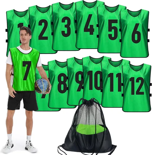 Vista 9 de Scrimmage - Chaleco de entrenamiento (12 unidades) para deportes de equipo, camisetas para adultos y jóvenes, baberos de fútbol, camisetas