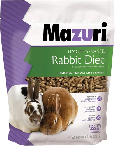Vista 3 de Mazuri Alimento para conejo a base de heno Timothy nutricionalmente completo Bolsa de 5 libras (paquete de 2)