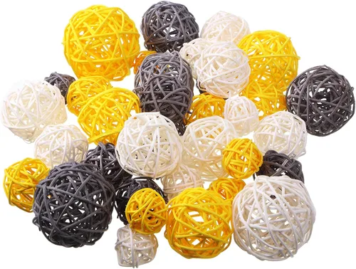 Vista 23 de Patelai 36 Piezas Bolas de Mimbre de Ratán Bolas Decorativas para Jarrón Centro de Mesa Cuencos Esferas de Relleno para Decoración del Hogar, 4 Boho