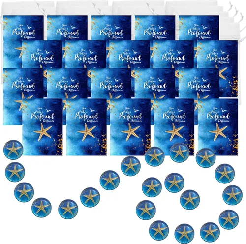 Vista 9 de Smiling Wisdom - 20 regalos de historia de estrellas de mar a granel - Tarjetas de apreciación de You Make a Profound Difference e imán redondo