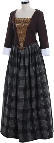 Vista 3 de Vestido escocés para mujer, disfraz de cosplay de Claire Fraser, de Outlander