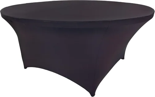 Vista 56 de Mantel de cóctel de elastano redondo de 24 pulgadas x 30 pulgadas de alto, color negro