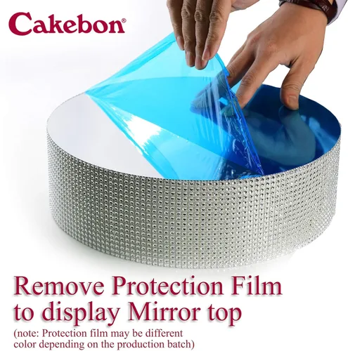 Vista 9 de Cakebon Soportes para tartas, color plateado de 12 pulgadas con diamantes de imitación para pasteles y pasteles, espuma de poliestireno ligera