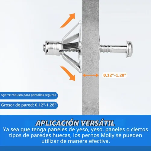 Vista 4 de AKKTOL Molly - Pernos para paneles de yeso y paredes de yeso (0.12 a 1.28 pulgadas), fáciles de usar con herramienta de ajuste, 36 anclajes de pared