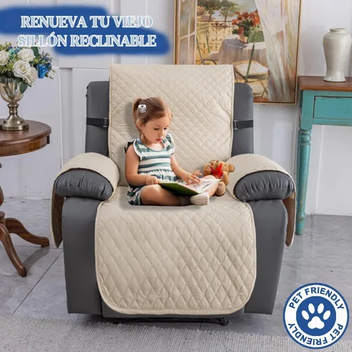 Vista 2 de XINEAGE Funda para Sillón Reclinable Resistente al Agua, Fundas Antideslizantes para Silla Reclinable con Bolsillos, Fundas Acolchadas Gruesas
