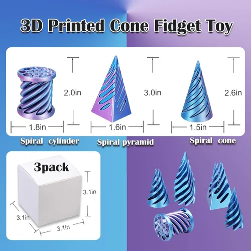 Vista 2 de Escultura Imposible Pirámide Pase 3D Impresa, Juguete para Ansiedad de Cono, Imposible Cilindro Alivio de Ansiedad, Imposible Pase Mágico