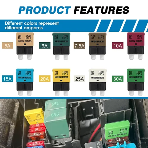 Vista 3 de GLOSO Circuit Breakers E37 Auto (T1) Reset Low Profile ATC/ATO - 1 Pack (3A)