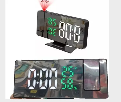 Vista 2 de Reloj Despertador Mesita Noche Led Proyector Temperatura.