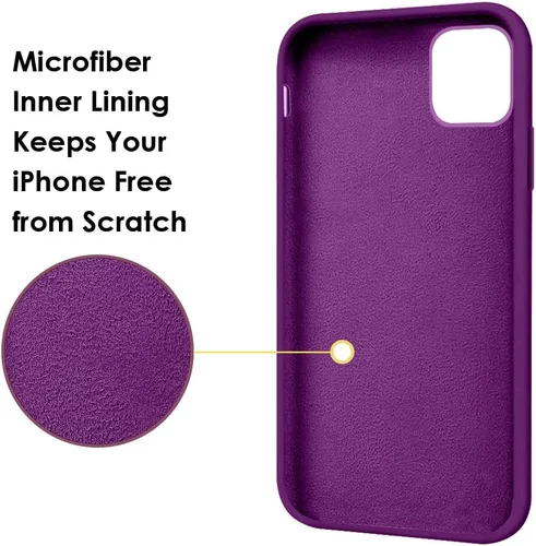 Vista 7 de MOCCA Funda compatible con iPhone 13 de 6.1 pulgadas con soporte de anillo Silicona líquida Forro de microfibra Funda protectora antiarañazos