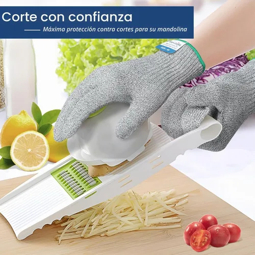 Vista 4 de Dowellife Guantes resistentes a los cortes A9 de máxima protección, guantes de cocina y chef de grado alimenticio para preparación de alimentos Gris