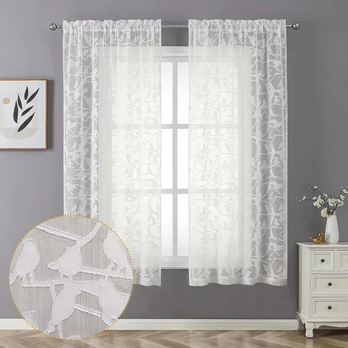 Vista 66 de OVZME Anji Clip Voile Sheer Tiers RD 2X30X36 Negro