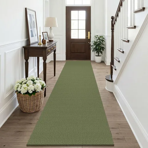 Vista 250 de KOZYFLY - Tapete para puerta de interior, lavable, pequeña, antideslizante, con respaldo de goma, felpudo de algodón para el hogar, color negro