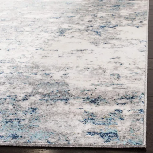 Vista 4 de SAFAVIEH - Alfombra de la colección Brentwood - 9' x 12', gris claro y azul, diseño abstracto moderno, no desprende pelusa y fácil de cuidar, ideal