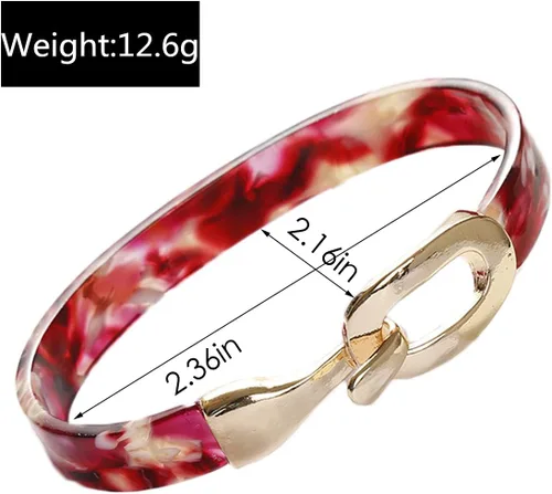 Vista 3 de Pulseras ligeras y gruesas con estampado de leopardo acrílico vintage de cara ancha esmaltadas de ácido acético de carey y carey para mujeres y niñas