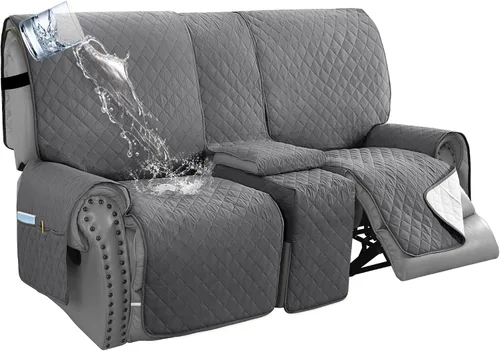 Vista 12 de H.VERSAILTEX Funda impermeable 100% impermeable para sofá biplaza reclinable de 2 piezas, protector de muebles suave y grueso con bolsillos lavables