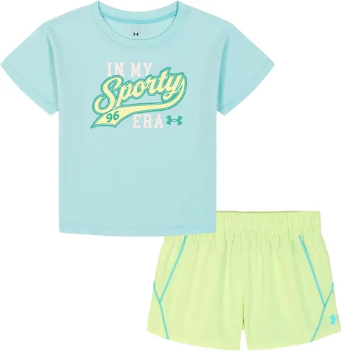 Vista 36 de Under Armour Conjunto de camiseta y pantalones cortos de manga corta de 2 piezas para niña Soft Fabric for Everyday Comfort, Breathable, Lightweight