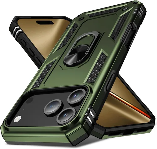 Vista 13 de Korecase Funda para iPhone 17 Pro con soporte de anillo, grado militar, resistente, a prueba de golpes, protección de cuerpo completo para Apple