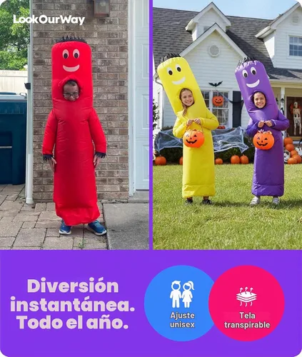 Vista 5 de Child Air Dancers Inflatable Tube Man Costume Rojo