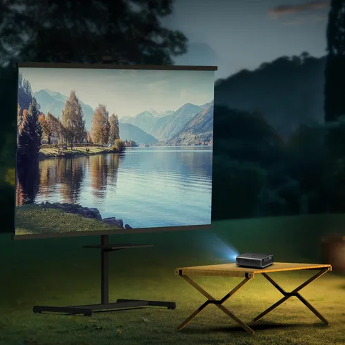 Vista 3 de Mini proyector con WiFi y Bluetooth, proyector láser portátil 1080P, corrección trapezoidal automática, enfoque automático, 400 lúmenes ISO, Smart