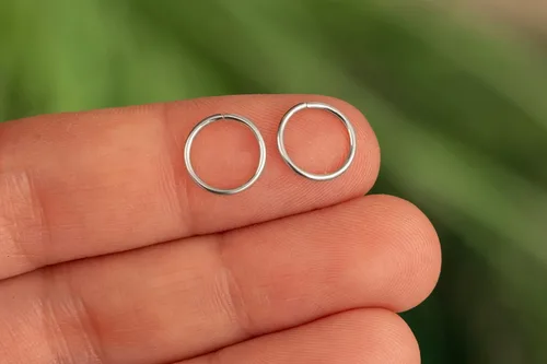 Vista 112 de Aretes de aro de oro de plata – Aretes de aro para mujer, dos piezas de aros de plata fina rellenos de oro, aro de hélice, anillo de tragus, aro