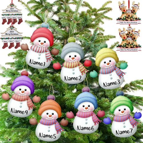 Vista 9 de Amlion Adornos personalizados de cerámica para calcetines de Navidad, familia de 2 a 8, nombres personalizados, estilo tradicional, ocasión