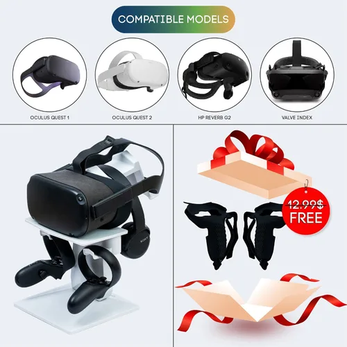 Vista 2 de TCTEC VR Stand VR Headset Stand VR Display Holder Storage Virtual Reality Headset Desktop Display Stand for Oculus Quest 2 Quest Rift Rift S Valve