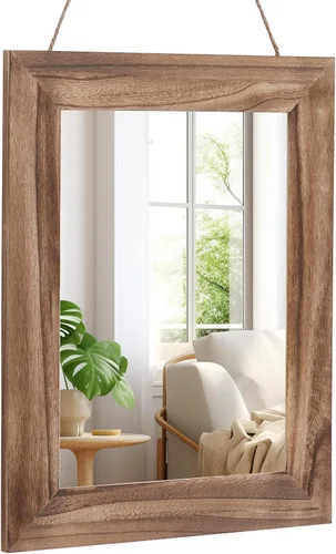 Vista 8 de QDSSDECO Espejo de pared de 16"×20" con estante, decoración de estilo granja, espejo rectangular colgante para baño, tocador, dormitorio, entrada