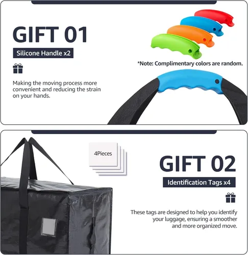 Vista 3 de Bolsas de mudanza resistentes extra grandes, cajas de mudanza, suministros de mudanza esenciales, contenedores de almacenamiento azules con tapas