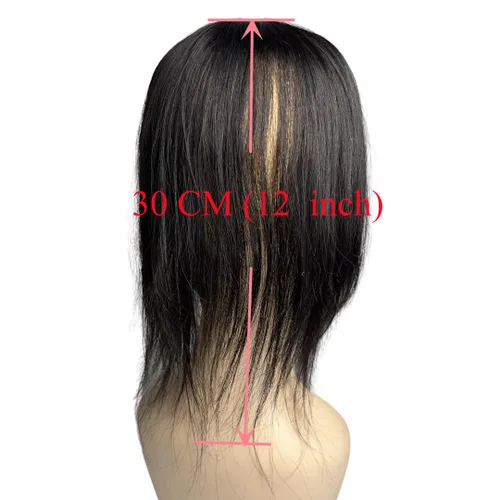 Vista 8 de Peluca de cabello humano para mujer con flequillo, peluca con clip para cabello fino + base de cuero cabelludo de poliuretano de alta densidad