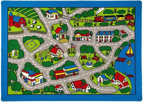 Vista 3 de Champion Rugs Tapete infantil de pueblo de pueblo urbano, alfombra para caminos (8 pies x 10 pies)