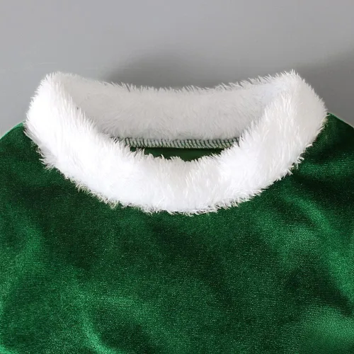 Vista 4 de Traje de Navidad para niñas pequeñas, disfraz de Santa para niñas pequeñas, disfraz de cosplay para niños, manga larga, terciopelo de felpa
