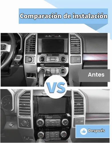 Vista 2 de Voodonala - Funda para panel de control del volumen de navegación de la consola central para Ford F150 2015-2020, grano de madera negro Fibras