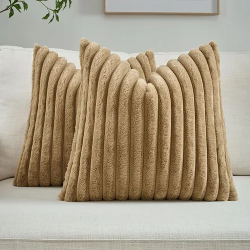 Vista 72 de FUTEI Pack of 2 Faux Fur Throw Pillow Covers 20x20 Inch, Navy Blue Azul marino