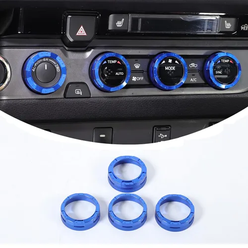 Vista 18 de Cubierta de anillo de botón de aleación de aluminio para automóvil y perilla de salida de volumen, 4 piezas, compatible con Toyota Tacoma 2016 2017