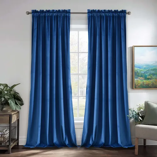 Vista 79 de JIUZHEN Cortinas de terciopelo beige de 63 pulgadas de ancho x 63 pulgadas de largo, cortinas de terciopelo retro suaves con bolsillo para barra