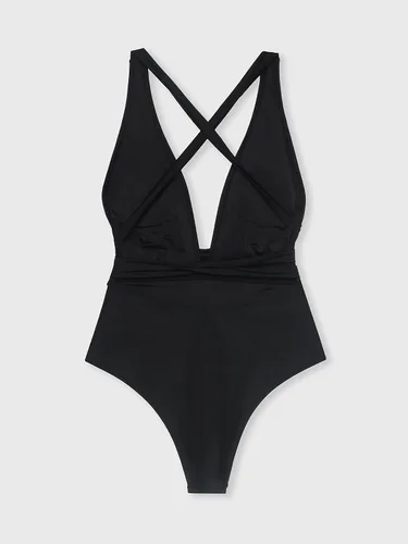 Vista 6 de CUPSHE Traje de baño de una pieza para mujer, sexy, con cuello en V profundo, espalda cruzada, Disponible en Xs, S, M, L, Xl, Xxl.