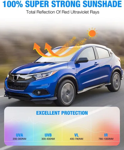Vista 3 de Neverland Cubierta para parabrisas de automóvil, tela Oxford con revestimiento plateado de alta calidad, diseño plegable, protección UV para Honda